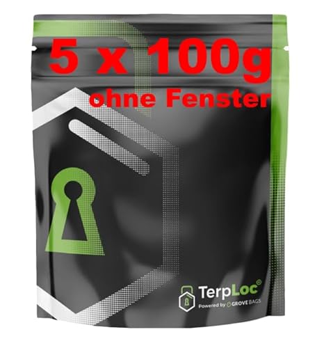 5 x 100g Grove Bags OHNE FENSTER (Original - Made in U.S.A), Luftdichte Aufbewahrungsbeutel mit Feuchtigkeits- und Geruchskontrolle + UV-Schutz von Generisch