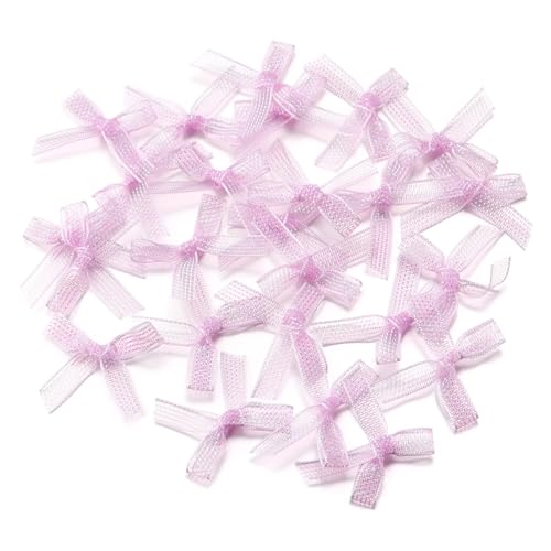50/100/200 Stück Organza-Mini-Bänder, Chiffon-Bogen, Blumen for DIY-Handwerk, Nagelkunst, Dekoration, Haarnadel, Bekleidungszubehör(100Pcs,Light purple) von Generisch