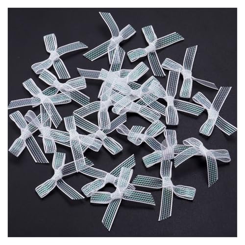 50/100/200 Stück Organza-Mini-Bänder, Chiffon-Bogen, Blumen for DIY-Handwerk, Nagelkunst, Dekoration, Haarnadel, Bekleidungszubehör(100Pcs,White) von Generisch