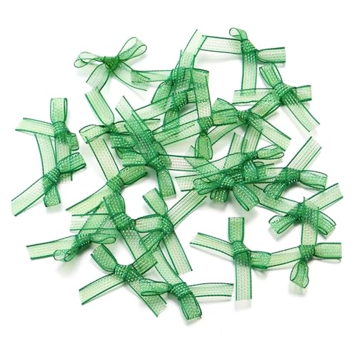 50/100/200 Stück Organza-Mini-Bänder, Chiffon-Bogen, Blumen for DIY-Handwerk, Nagelkunst, Dekoration, Haarnadel, Bekleidungszubehör(50Pcs,Green) von Generisch