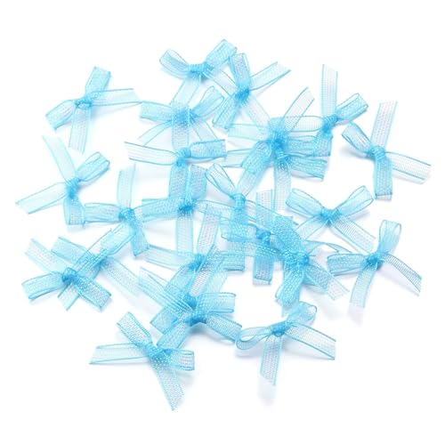 50/100/200 Stück Organza-Mini-Bänder, Chiffon-Bogen, Blumen for DIY-Handwerk, Nagelkunst, Dekoration, Haarnadel, Bekleidungszubehör(50Pcs,Light blue) von Generisch