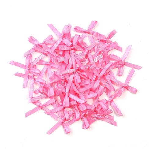 50/100 Stück 2,5 x 3 cm Schleifen aus Satinband, kleine Schleifenblume for Basteldekoration, Handarbeit, DIY, Partydekoration, Zubehör(Hot pink,50pcs) von Generisch