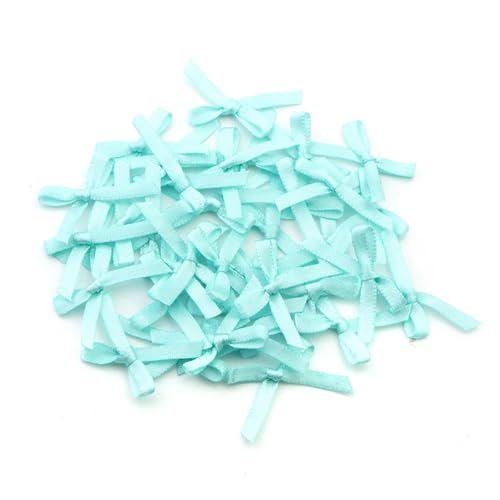 50/100 Stück 2,5 x 3 cm Schleifen aus Satinband, kleine Schleifenblume for Basteldekoration, Handarbeit, DIY, Partydekoration, Zubehör(Lake blue,100pcs) von Generisch