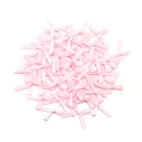 50/100 Stück 2,5 x 3 cm Schleifen aus Satinband, kleine Schleifenblume for Basteldekoration, Handarbeit, DIY, Partydekoration, Zubehör(Light pink,100pcs) von Generisch