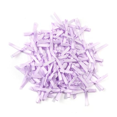 50/100 Stück 2,5 x 3 cm Schleifen aus Satinband, kleine Schleifenblume for Basteldekoration, Handarbeit, DIY, Partydekoration, Zubehör(Light purple,100pcs) von Generisch