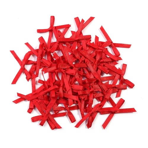 50/100 Stück 2,5 x 3 cm Schleifen aus Satinband, kleine Schleifenblume for Basteldekoration, Handarbeit, DIY, Partydekoration, Zubehör(Red,50pcs) von Generisch