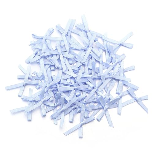 50/100 Stück 2,5 x 3 cm Schleifen aus Satinband, kleine Schleifenblume for Basteldekoration, Handarbeit, DIY, Partydekoration, Zubehör(Sky blue,100pcs) von Generisch