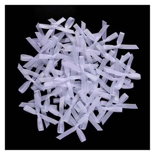 50/100 Stück 2,5 x 3 cm Schleifen aus Satinband, kleine Schleifenblume for Basteldekoration, Handarbeit, DIY, Partydekoration, Zubehör(White,50pcs) von Generisch