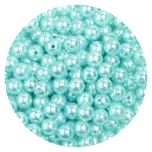 50-1000 teile/los Runde ABS Imitation Perle Perlen Lose Perlen Kunststoff Acryl Spacer Perlen for Schmuck Machen Diy Armband Halskette(Aqua Blue,8mm x 100PCS) von Generisch