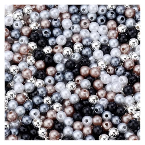 50-1000 teile/los Runde ABS Imitation Perle Perlen Lose Perlen Kunststoff Acryl Spacer Perlen for Schmuck Machen Diy Armband Halskette(Black white mix,4mm x 1000PCS) von Generisch