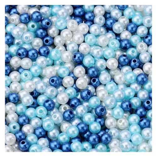 50-1000 teile/los Runde ABS Imitation Perle Perlen Lose Perlen Kunststoff Acryl Spacer Perlen for Schmuck Machen Diy Armband Halskette(Blue mix,8mm x 100PCS) von Generisch