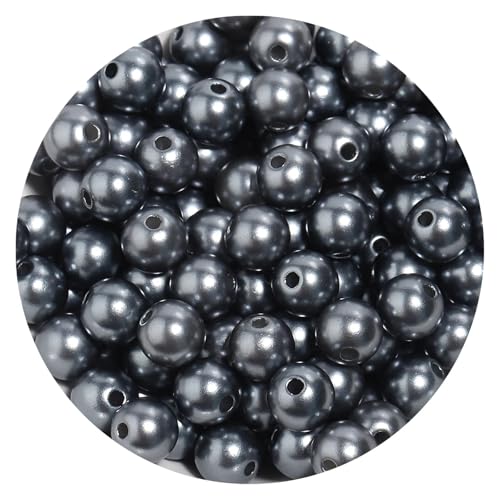 50-1000 teile/los Runde ABS Imitation Perle Perlen Lose Perlen Kunststoff Acryl Spacer Perlen for Schmuck Machen Diy Armband Halskette(Dark Gary,8mm x 100PCS) von Generisch