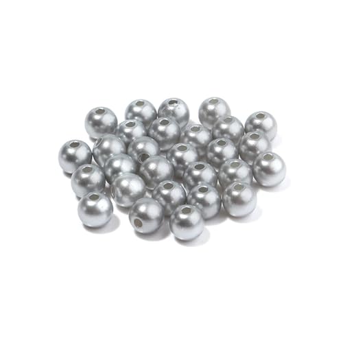50-1000 teile/los Runde ABS Imitation Perle Perlen Lose Perlen Kunststoff Acryl Spacer Perlen for Schmuck Machen Diy Armband Halskette(Gray,10mm x 100PCS) von Generisch