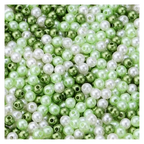 50-1000 teile/los Runde ABS Imitation Perle Perlen Lose Perlen Kunststoff Acryl Spacer Perlen for Schmuck Machen Diy Armband Halskette(Green mix,8mm x 100PCS) von Generisch