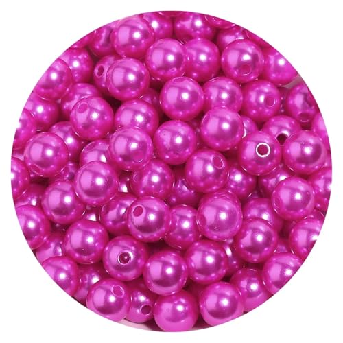 50-1000 teile/los Runde ABS Imitation Perle Perlen Lose Perlen Kunststoff Acryl Spacer Perlen for Schmuck Machen Diy Armband Halskette(Hot pink,6mm x 300PCS) von Generisch