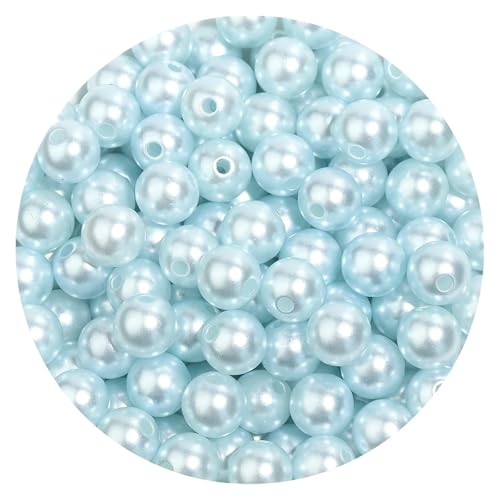 50-1000 teile/los Runde ABS Imitation Perle Perlen Lose Perlen Kunststoff Acryl Spacer Perlen for Schmuck Machen Diy Armband Halskette(Light Blue,12mm x 50pcs) von Generisch
