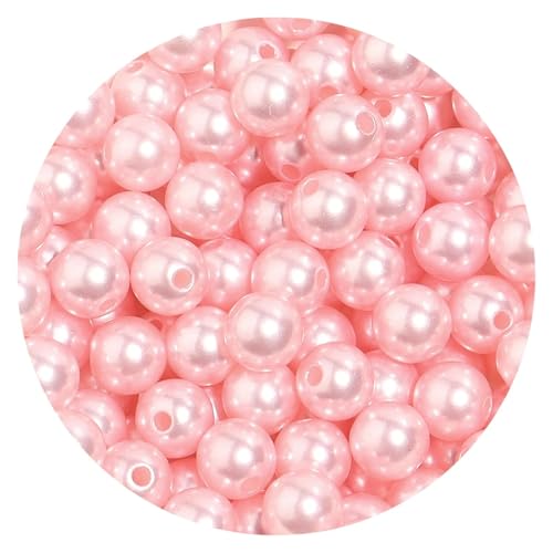 50-1000 teile/los Runde ABS Imitation Perle Perlen Lose Perlen Kunststoff Acryl Spacer Perlen for Schmuck Machen Diy Armband Halskette(Light Pink,6mm x 300PCS) von Generisch