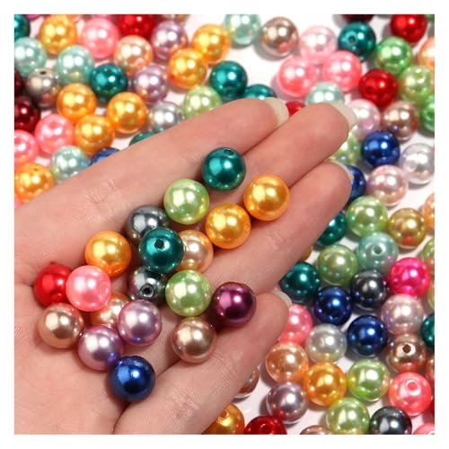 50-1000 teile/los Runde ABS Imitation Perle Perlen Lose Perlen Kunststoff Acryl Spacer Perlen for Schmuck Machen Diy Armband Halskette(Multicolor Hole,12mm x 50pcs) von Generisch