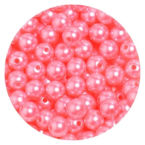 50-1000 teile/los Runde ABS Imitation Perle Perlen Lose Perlen Kunststoff Acryl Spacer Perlen for Schmuck Machen Diy Armband Halskette(Pink,10mm x 100PCS) von Generisch