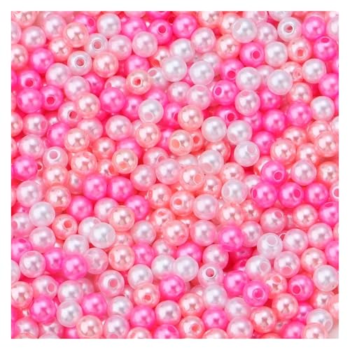 50-1000 teile/los Runde ABS Imitation Perle Perlen Lose Perlen Kunststoff Acryl Spacer Perlen for Schmuck Machen Diy Armband Halskette(Pink mix,6mm x 300PCS) von Generisch