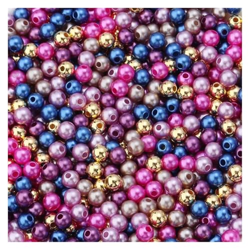 50-1000 teile/los Runde ABS Imitation Perle Perlen Lose Perlen Kunststoff Acryl Spacer Perlen for Schmuck Machen Diy Armband Halskette(Purple mix,4mm x 1000PCS) von Generisch