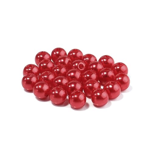 50-1000 teile/los Runde ABS Imitation Perle Perlen Lose Perlen Kunststoff Acryl Spacer Perlen for Schmuck Machen Diy Armband Halskette(Red,6mm x 300PCS) von Generisch