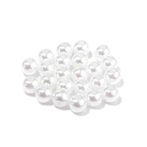 50-1000 teile/los Runde ABS Imitation Perle Perlen Lose Perlen Kunststoff Acryl Spacer Perlen for Schmuck Machen Diy Armband Halskette(White Hole,12mm x 50pcs) von Generisch