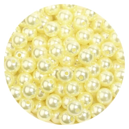 50-1000 teile/los Runde ABS Imitation Perle Perlen Lose Perlen Kunststoff Acryl Spacer Perlen for Schmuck Machen Diy Armband Halskette(Yellow,6mm x 300PCS) von Generisch