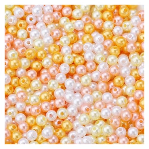 50-1000 teile/los Runde ABS Imitation Perle Perlen Lose Perlen Kunststoff Acryl Spacer Perlen for Schmuck Machen Diy Armband Halskette(Yellow mix,10mm x 100PCS) von Generisch
