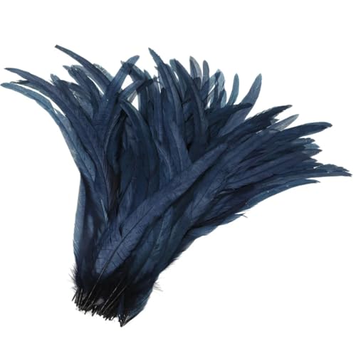 50-500 Stück Heißer Hahnschwanz-Feder, 25–30 cm, Federn für Hochzeits- und Weihnachtsdekorationen, Basteln, Marineblau, 25–30 cm, 500 Stück von Generisch