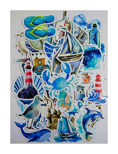 50 Aufkleber Maritim Leuchtturm Boot Wal Krabbe Delfin von 3 bis 7 cm Comic Scrapbook Sticker Deko MU K338 50 Aufkleber Maritim Leuchtturm Boot Wal Krabbe Delfin von 3 bis 7 cm Comic Scrapbook Sticker Deko MU K338 von Generisch