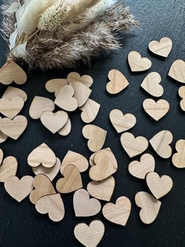 50 Streudeko Holz Herz Tischdeko Natur Hochzeit Dekoherzen Streuteile gerade 2cm 3cm 4cm (3 cm) von Generisch