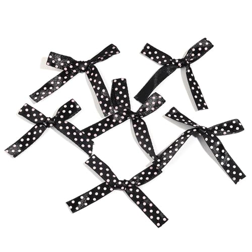 50 Stück 5 x 4 cm Wellenpunkt-Satinbandschleifen in Scherenform for Selbermachen, Nähen, Basteln, Zubehör for Kleidung, Kopfbedeckungen, Party, Hochzeitsdeko(Style 1 Black) von Generisch