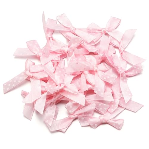 50 Stück 5 x 4 cm Wellenpunkt-Satinbandschleifen in Scherenform for Selbermachen, Nähen, Basteln, Zubehör for Kleidung, Kopfbedeckungen, Party, Hochzeitsdeko(Style 1 Light Pink) von Generisch