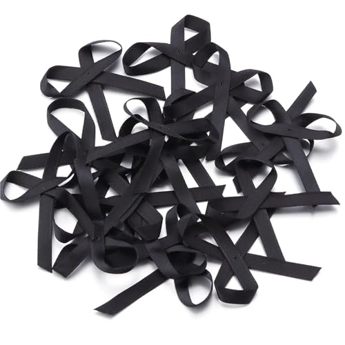 50 Stück 5 x 4 cm Wellenpunkt-Satinbandschleifen in Scherenform for Selbermachen, Nähen, Basteln, Zubehör for Kleidung, Kopfbedeckungen, Party, Hochzeitsdeko(Style 2 Black) von Generisch