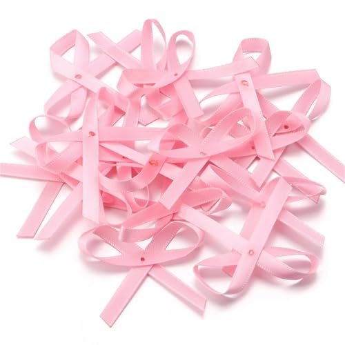 50 Stück 5 x 4 cm Wellenpunkt-Satinbandschleifen in Scherenform for Selbermachen, Nähen, Basteln, Zubehör for Kleidung, Kopfbedeckungen, Party, Hochzeitsdeko(Style 2 Pink) von Generisch
