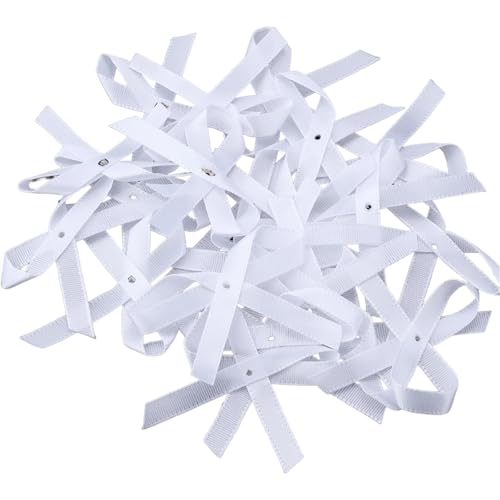 50 Stück 5 x 4 cm Wellenpunkt-Satinbandschleifen in Scherenform for Selbermachen, Nähen, Basteln, Zubehör for Kleidung, Kopfbedeckungen, Party, Hochzeitsdeko(Style 2 White) von Generisch