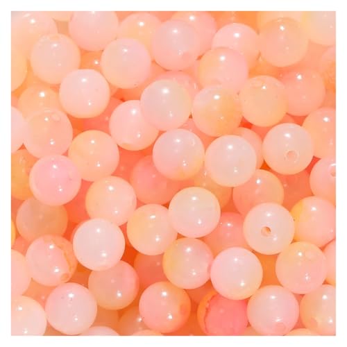 50 Stück 8/10 mm bunte runde Acrylperlen mit Gelee-Ergebnis, lose Abstandsperlen for DIY-Armbänder, Halsketten, Schmuckherstellungszubehör(Orange pink,10mm x 50pcs) von Generisch