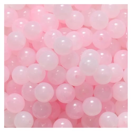 50 Stück 8/10 mm bunte runde Acrylperlen mit Gelee-Ergebnis, lose Abstandsperlen for DIY-Armbänder, Halsketten, Schmuckherstellungszubehör(Pink white,10mm x 50pcs) von Generisch