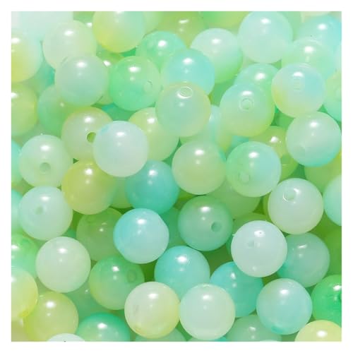 50 Stück 8/10 mm bunte runde Acrylperlen mit Gelee-Ergebnis, lose Abstandsperlen for DIY-Armbänder, Halsketten, Schmuckherstellungszubehör(Yellow green,10mm x 50pcs) von Generisch