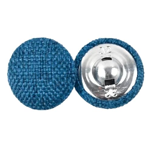 50 Stück Leinenstoff bezogene Knöpfe 15–30 mm Nähzubehör für Kleidung Kissen Mantel dekorativen Verschluss(Blue,18mm) von Generisch
