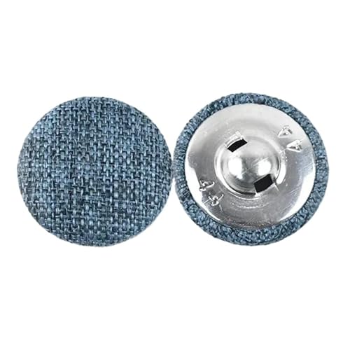 50 Stück Leinenstoff bezogene Knöpfe 15–30 mm Nähzubehör für Kleidung Kissen Mantel dekorativen Verschluss(Water Blue,25mm) von Generisch