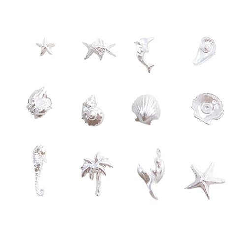 50 Stück Nägel der Ocean Series Charms, 3D-Harz Nail-Kunstzubehör, Seestern Muschel DIY Maniküre Dekoration von Generisch