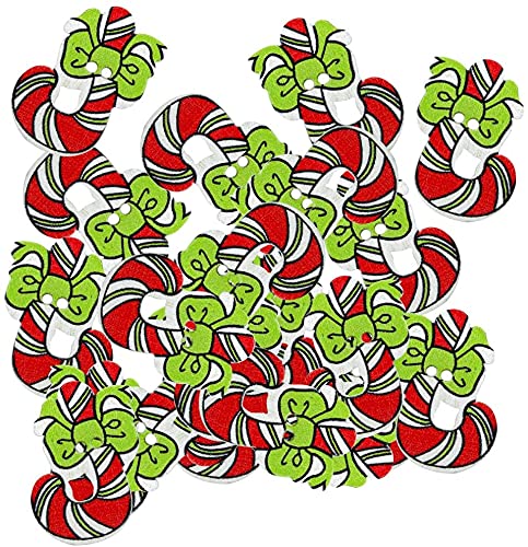 50 Stück Weihnachten Zuckerstangen Holzknöpfe Dekorative DIY Handwerk Mode Profis von Generisch