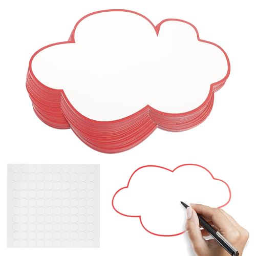 51 Stück Moderationskarten Karteikarten Leer Wolken, Rund Moderationskarten Set mit 50 Selbstklebende Klettband, für Büro, Schule, Präsentationen, Vorträge, Moderationen und Gesprächsführung(23x14cm) von Generisch