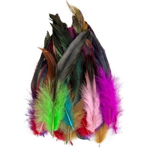50 Stück natürliche lange Federn 15–20 cm für Bastelarbeiten, DIY-Schmuck und Traumfänger-Zubehör von Generisch
