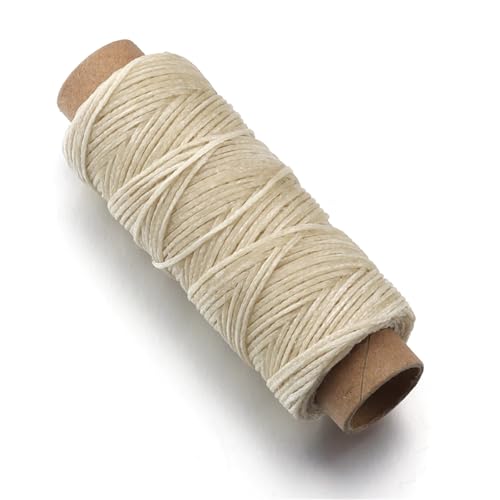 50 Yards/Lot 1mm Polyester Nähen Leder Bunte Flache Gewachste Gewinde Schnüre for Ornament Herstellung DIY Nähen Handwerk Kleidung Accesso(Beige) von Generisch
