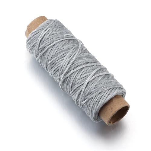 50 Yards/Lot 1mm Polyester Nähen Leder Bunte Flache Gewachste Gewinde Schnüre for Ornament Herstellung DIY Nähen Handwerk Kleidung Accesso(Light Grey) von Generisch