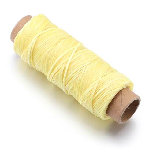 50 Yards/Lot 1mm Polyester Nähen Leder Bunte Flache Gewachste Gewinde Schnüre for Ornament Herstellung DIY Nähen Handwerk Kleidung Accesso(Light Yellow) von Generisch
