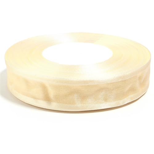 50 Yards/Lot 2,5 cm Sheer Chiffon Band Organza Satin Garn for DIY Nähen Bogen Handwerk Geschenk Verpackung Blumensträuße Party Weihnachten Decor(Beige) von Generisch